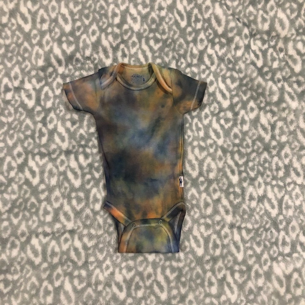 Jockey Handmade Tie-Dye Brown, Black Baby Bodysuit [0-3mo]